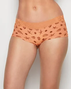 Boyshort Panty with Lace Trim in She Sells Sea Shells*La Senza Clearance