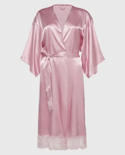 Satin Mid Length Robe with Lace in*La Senza Fashion
