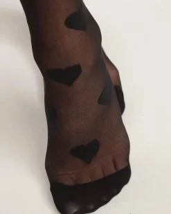 Sheer Sock with Hearts in Black*La Senza Discount
