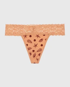 Thong Panty with Lace Trim in She Sells Sea Shells*La Senza Clearance